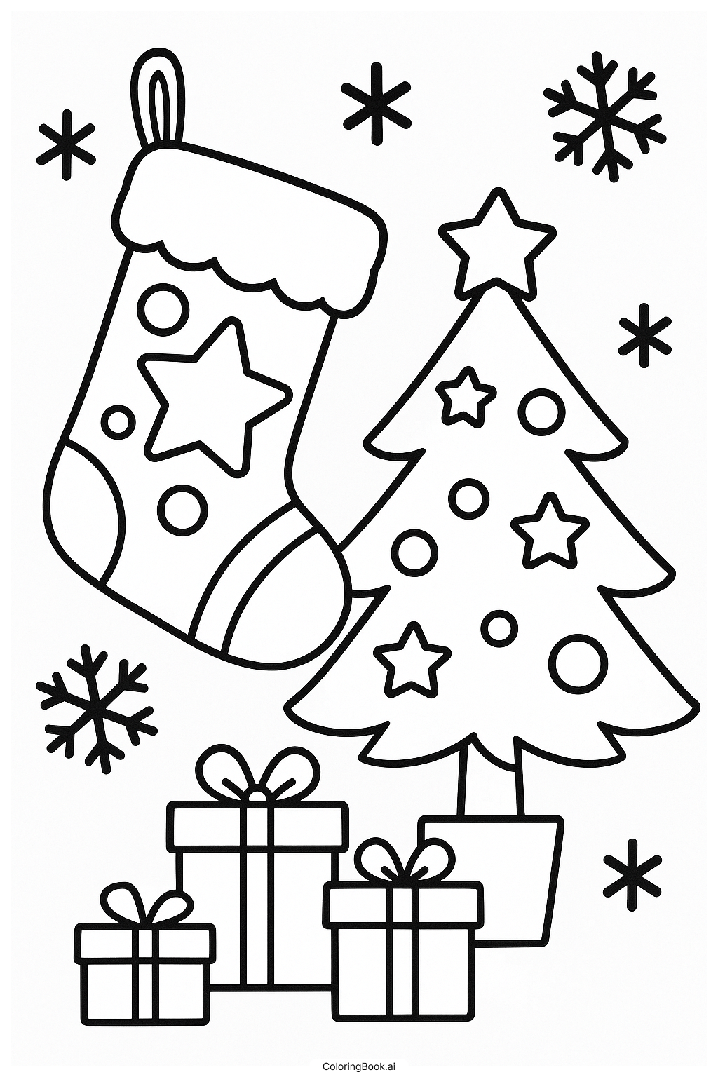  Stocking Beside A Small Tree填色页 