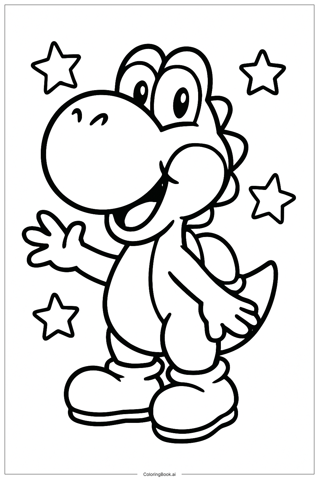 Yoshi Smiling with Stars in Background