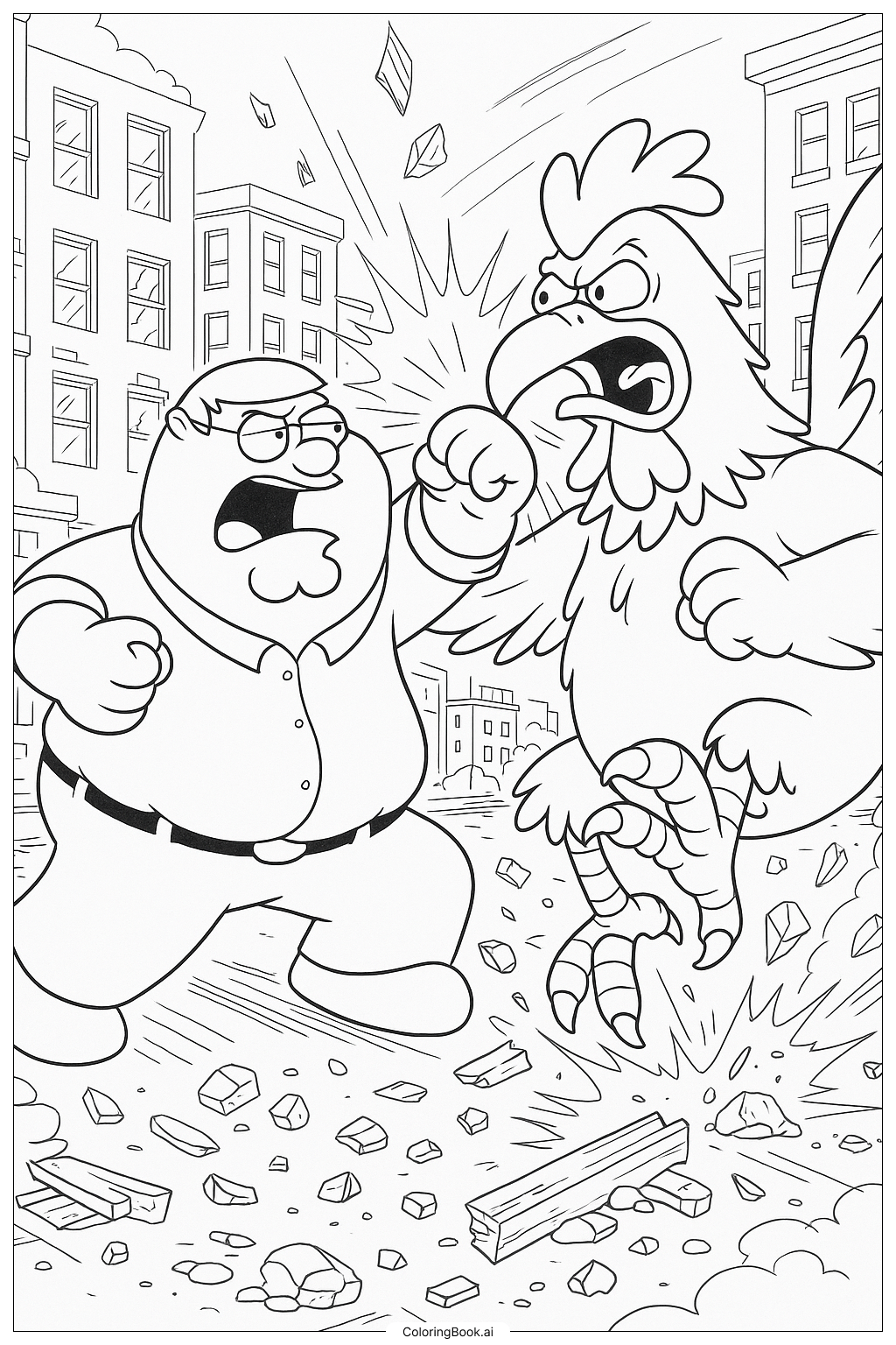 Family Guy Peter Fights the Giant Chicken