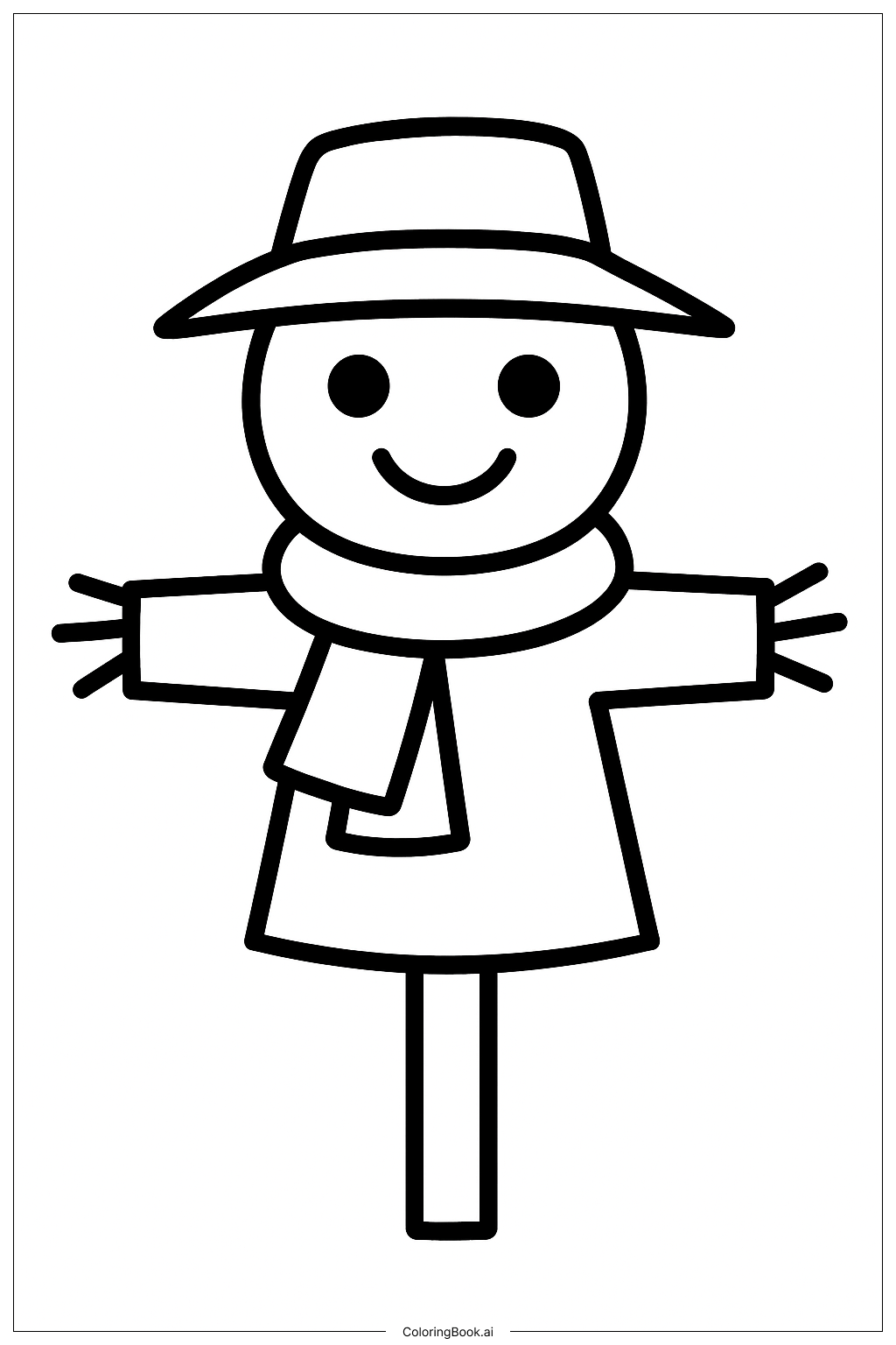Scarecrow With A Scarf Coloring Page
