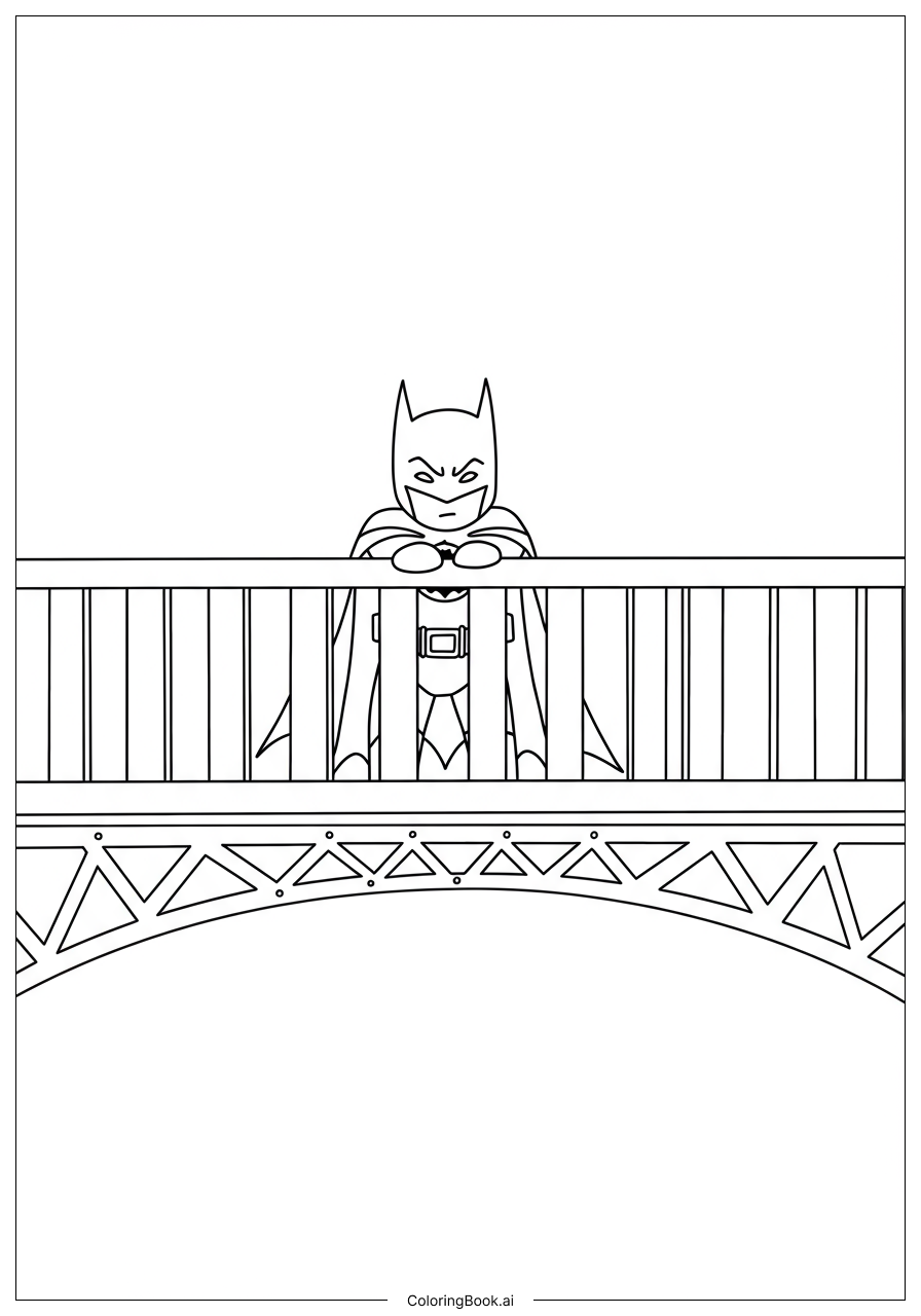  Page de coloriage Batman protégeant le pont de Gotham City 