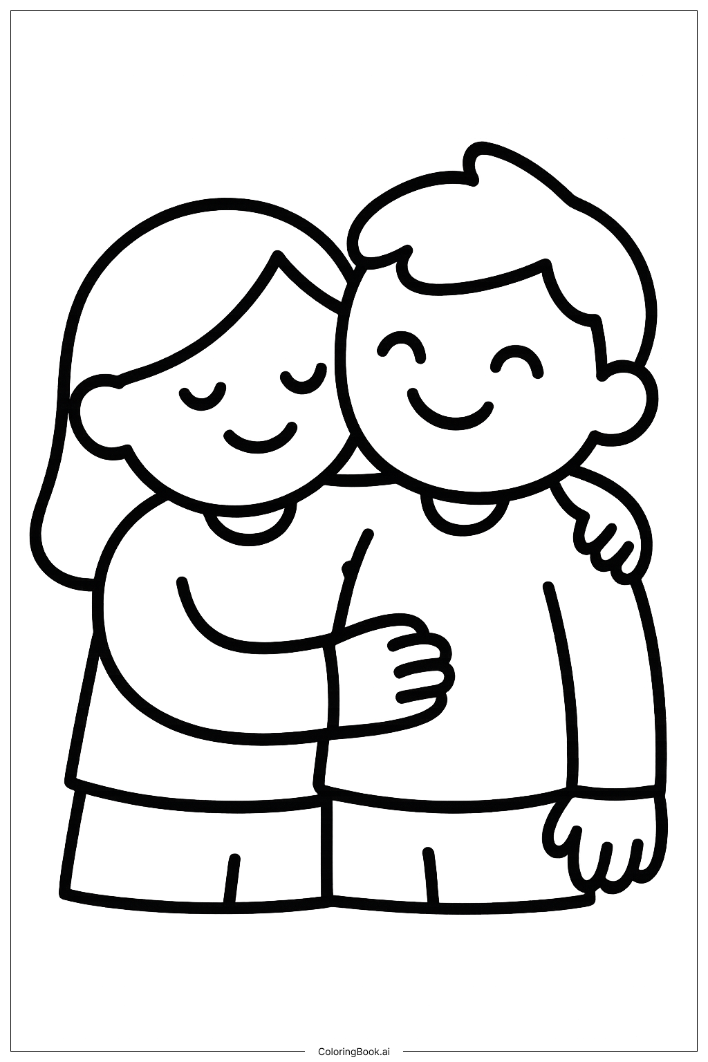 A Simple Portrait Of Cozy Friends Coloring Page
