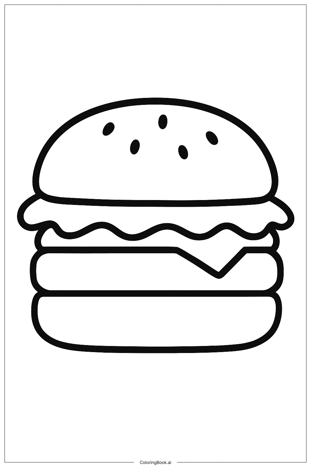  Page de coloriage Un contour de hamburger basique 