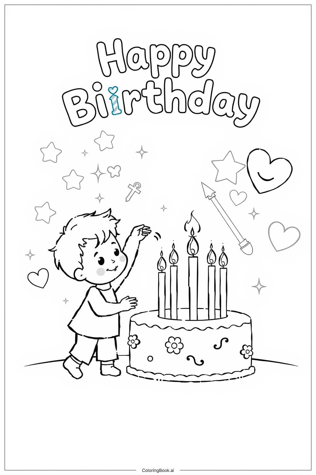  Making Birthday Wishes Coloring Page 