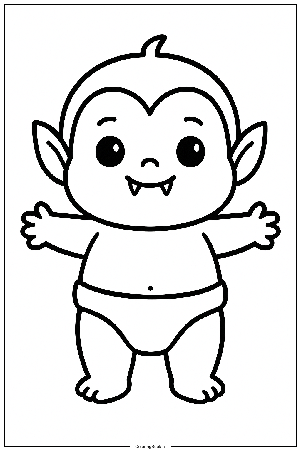Página para colorir de Bebê Vampiro de Fralda