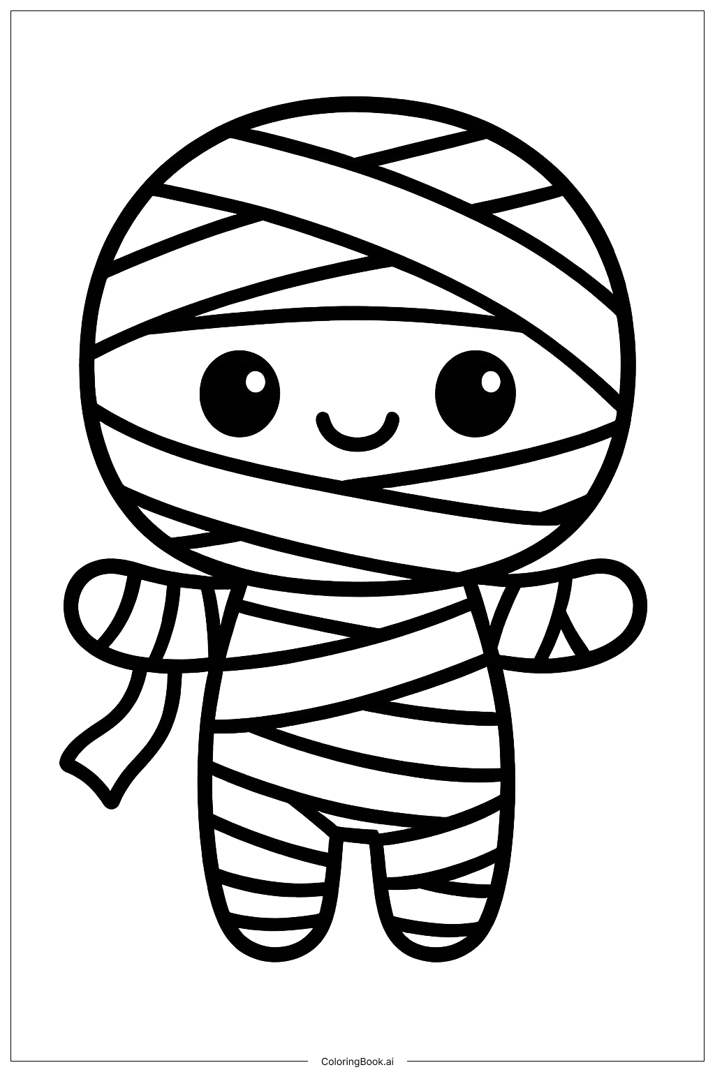  Kawaii Style Mummy Coloring Page 