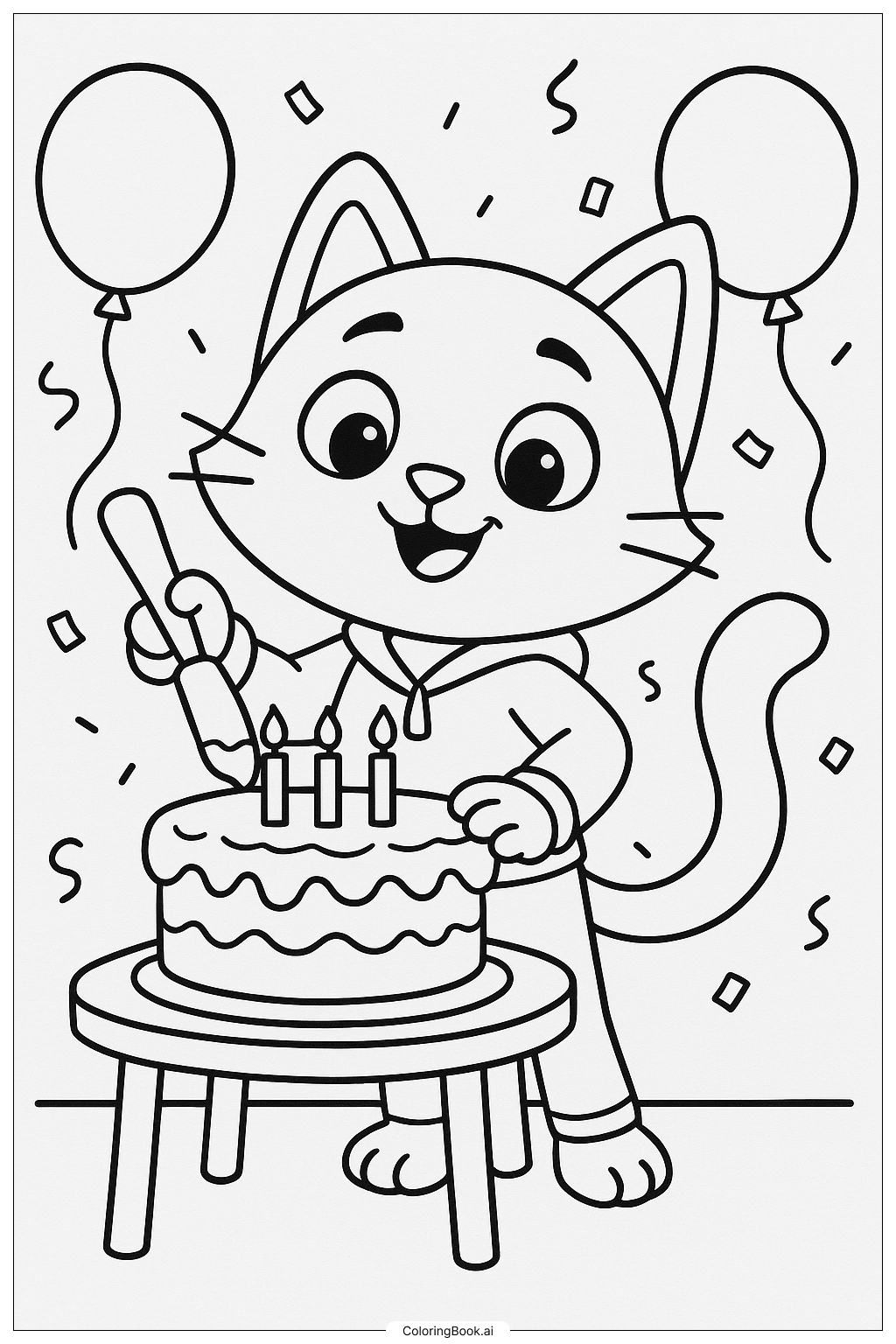  Gabby Cat Decorating A Birthday Cake Coloring Page 