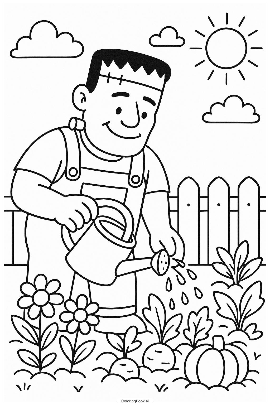  Frankenstein pflegt seinen Garten Ausmalseite 