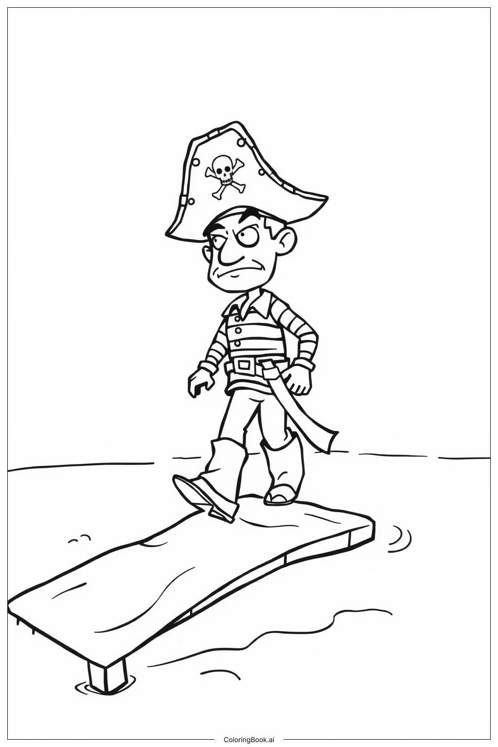  Pirate Walking the Plank Coloring Page 