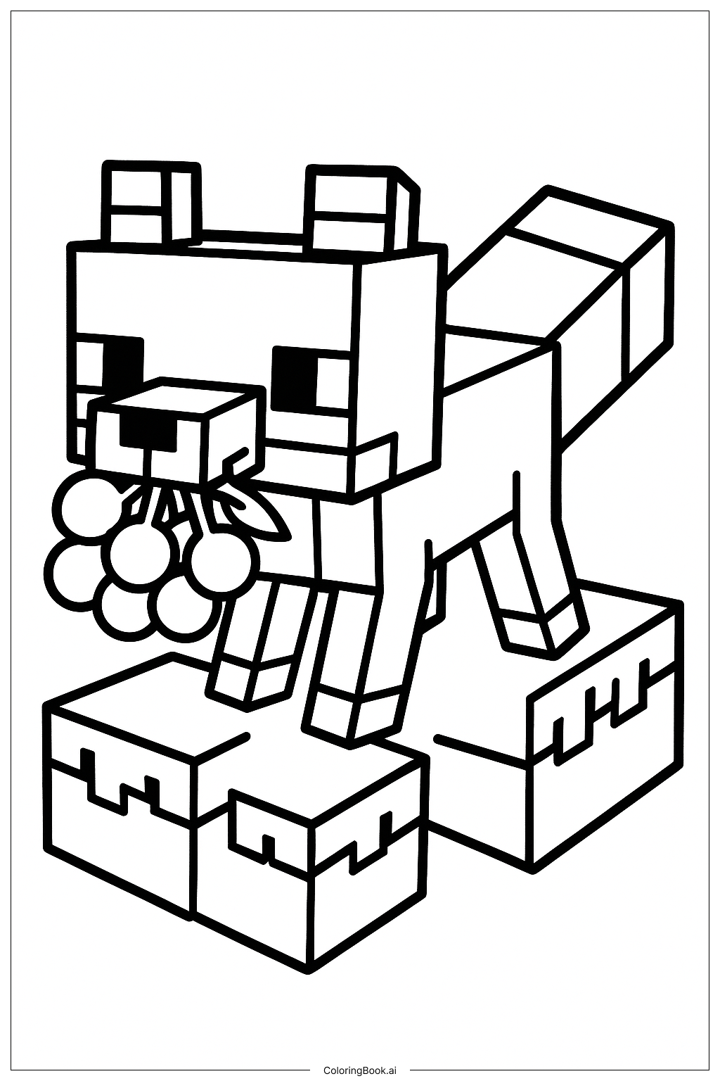  Trang tô màu Hồ Ly Trong Minecraft Mang Trái Cây Phát Sáng 