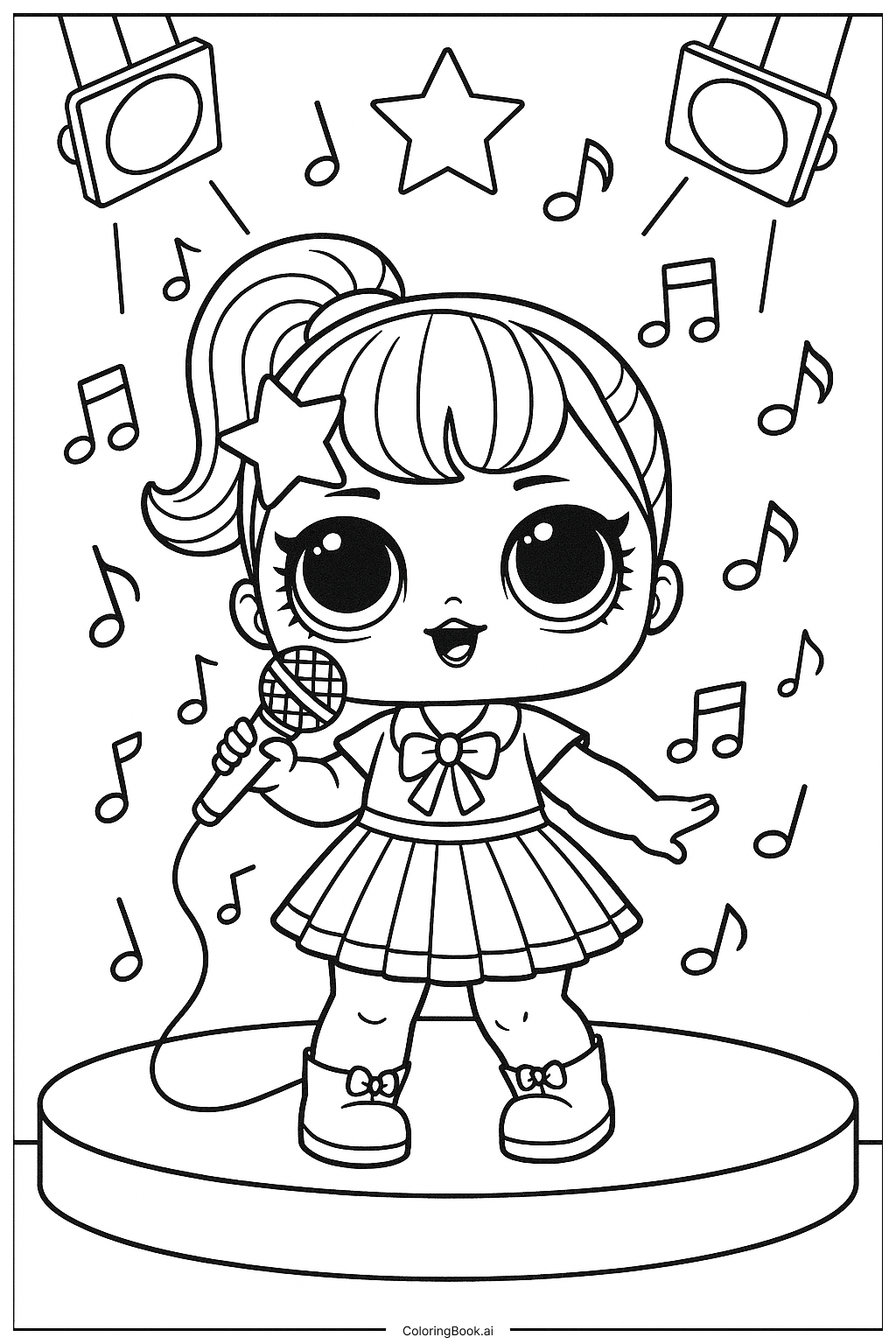 Página para colorir de Lol Doll Como Uma Estrela Pop