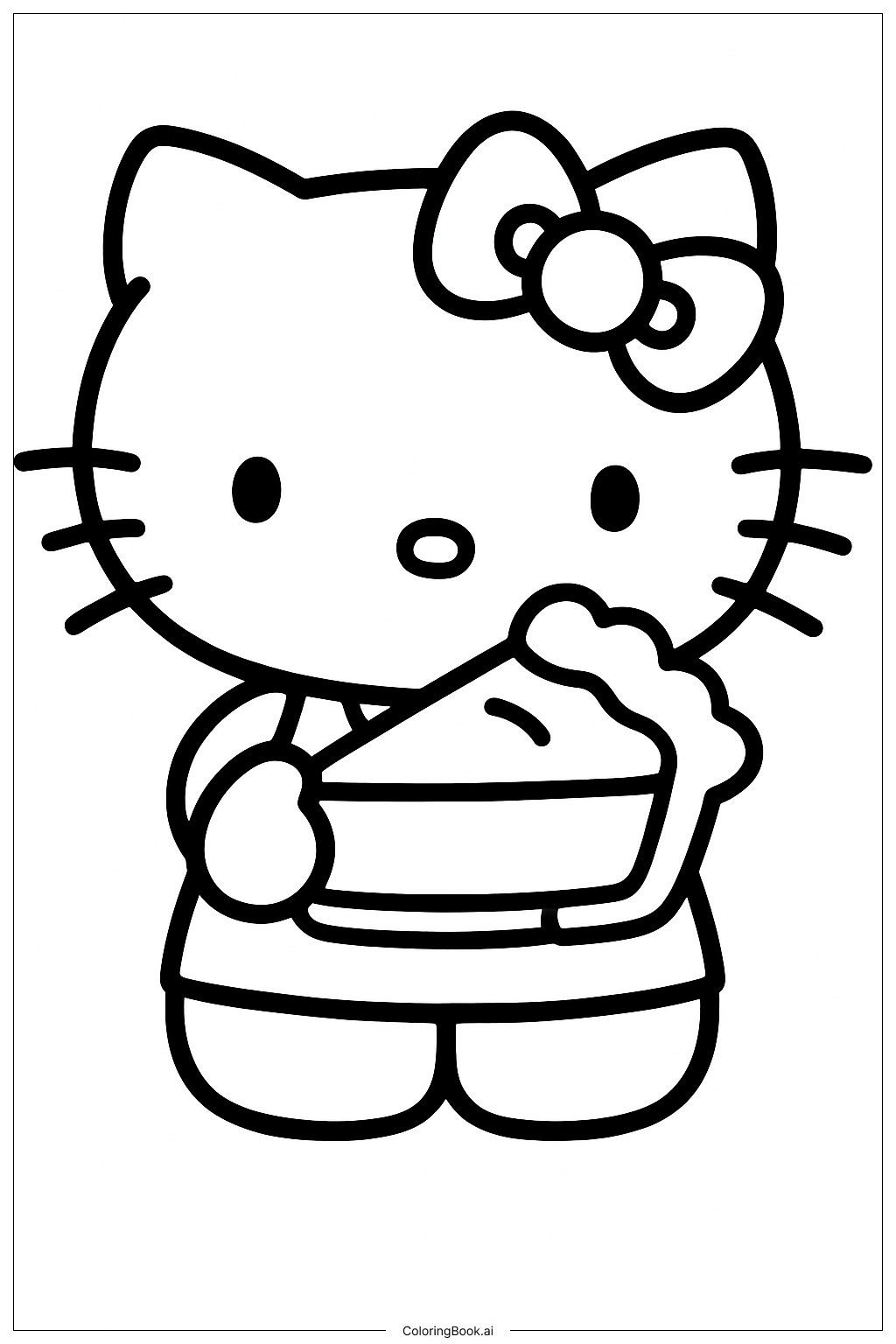  Hello Kitty Erntedankfest und ein Stück Kuchen Ausmalseite 