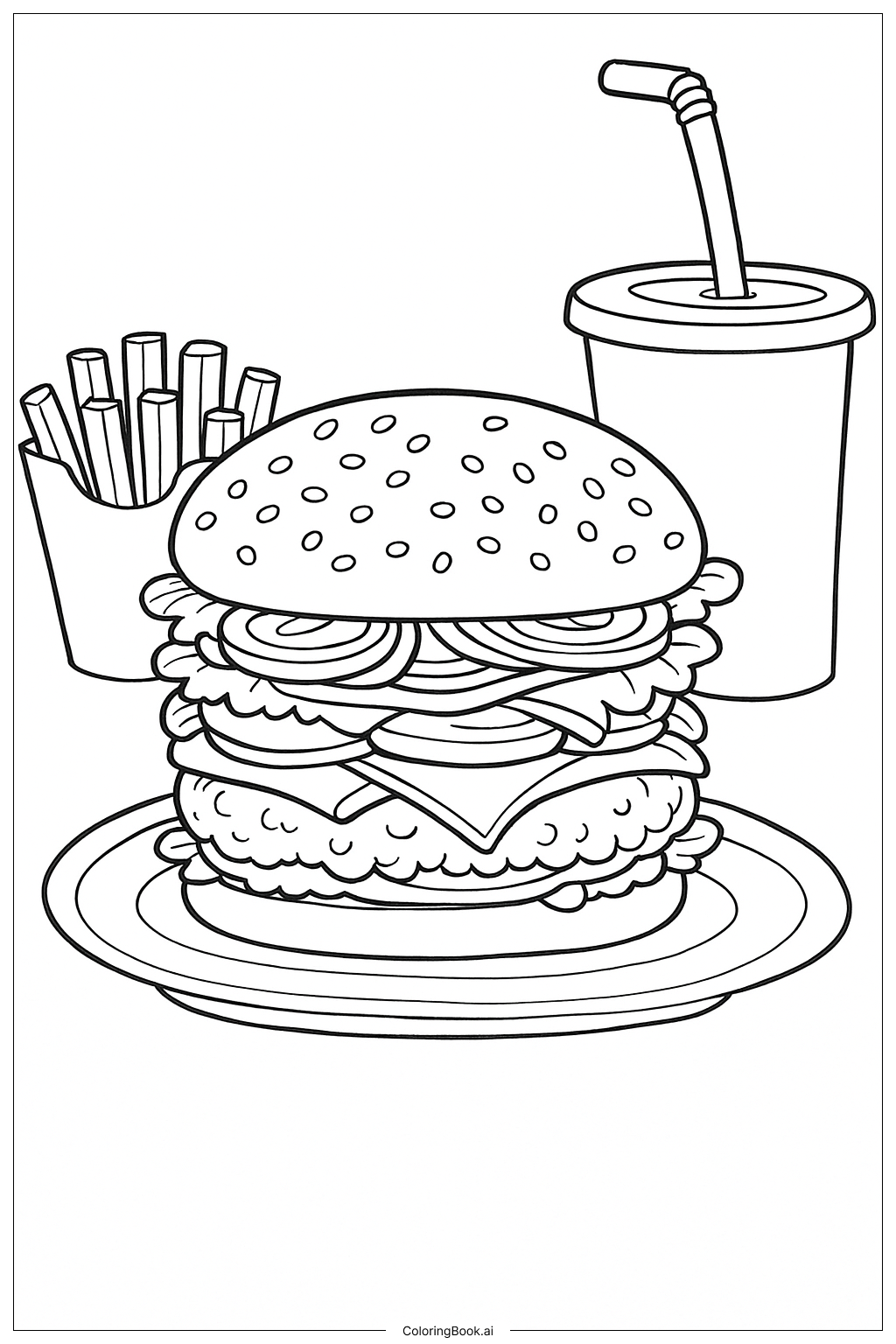  Ein doppelstöckiger Hamburger Ausmalseite 