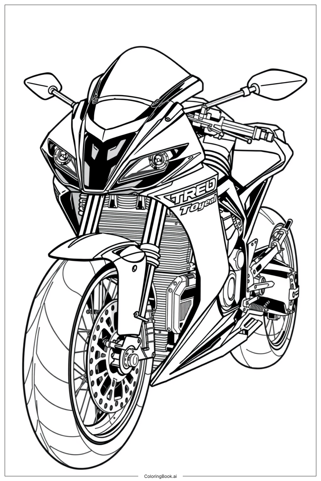 Page de coloriage Moto de course (PDF \u0026 PNG imprimables gratuitement), image size:1024x1536