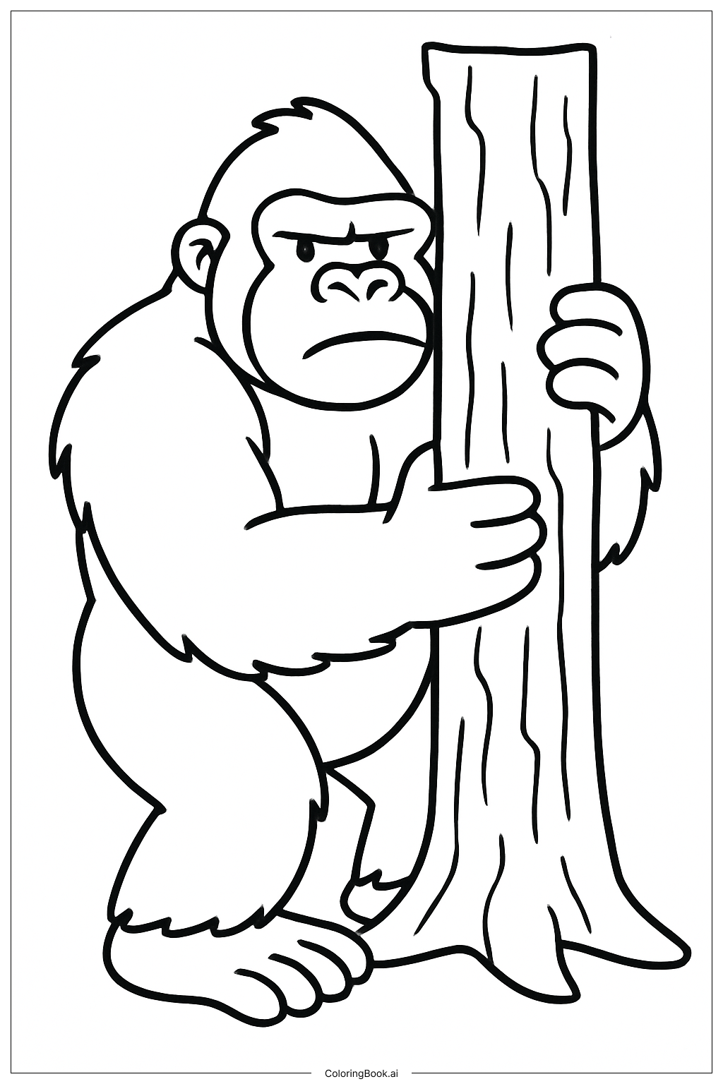  King Kong Clutching a Tree Trunk Coloring Page 