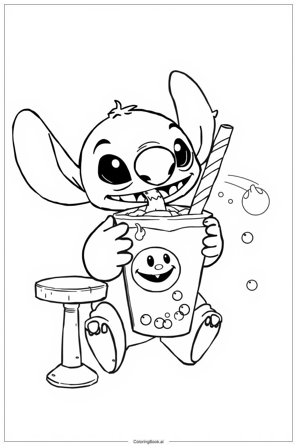  Stitch and Boba Adventure Coloring Page 