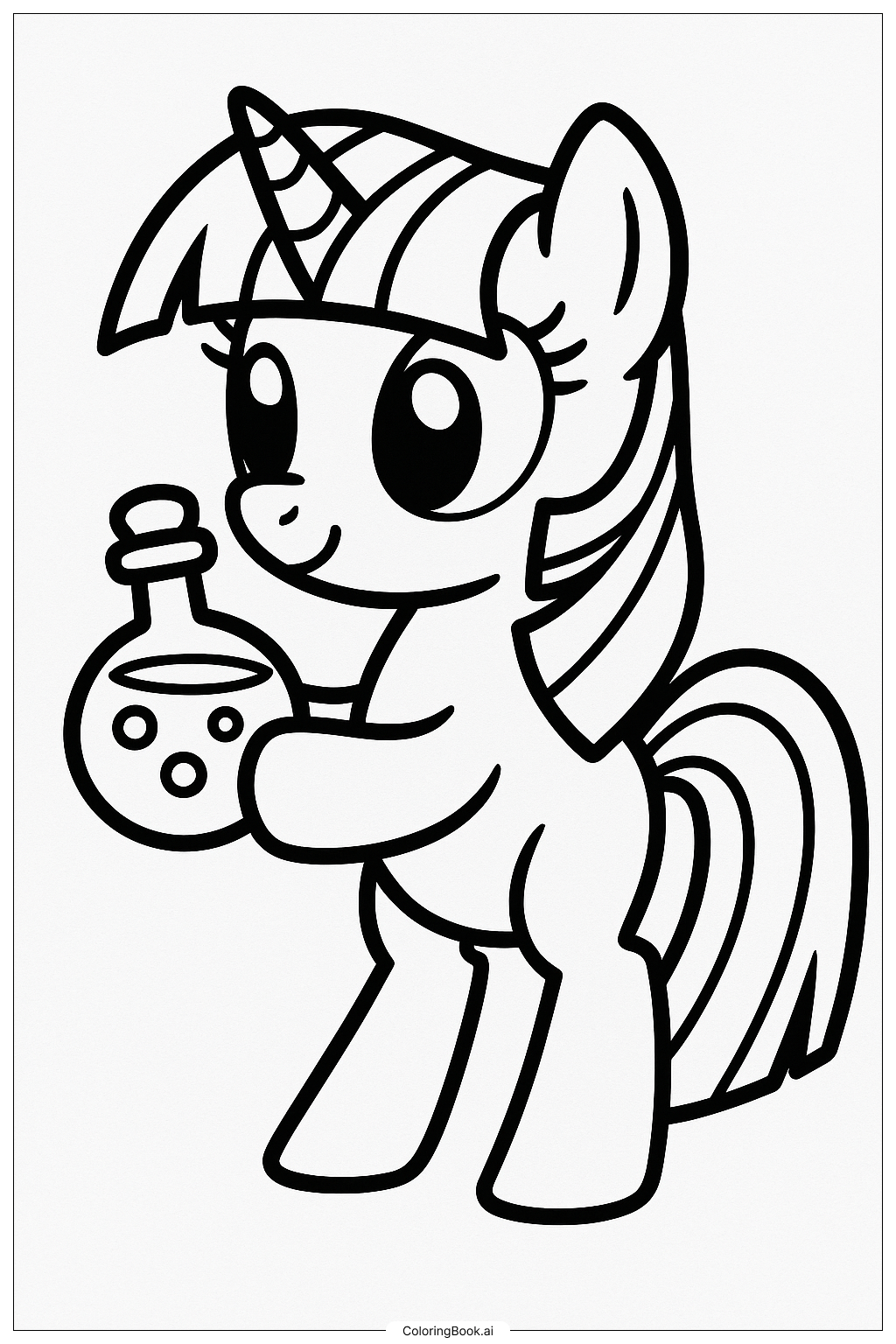  Page de coloriage Twilight Sparkle avec une potion magique 