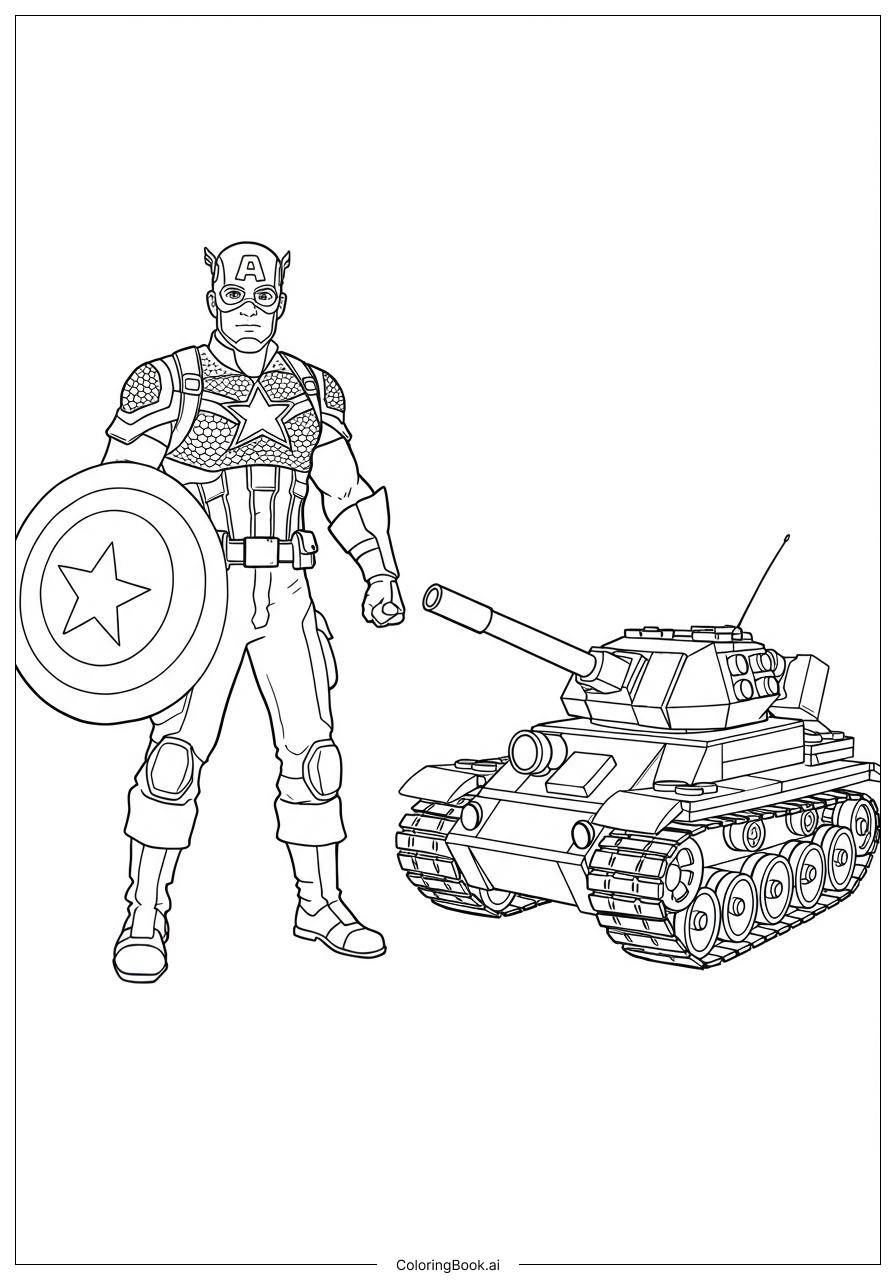  Captain America Lego Panzer Duell Ausmalseite 