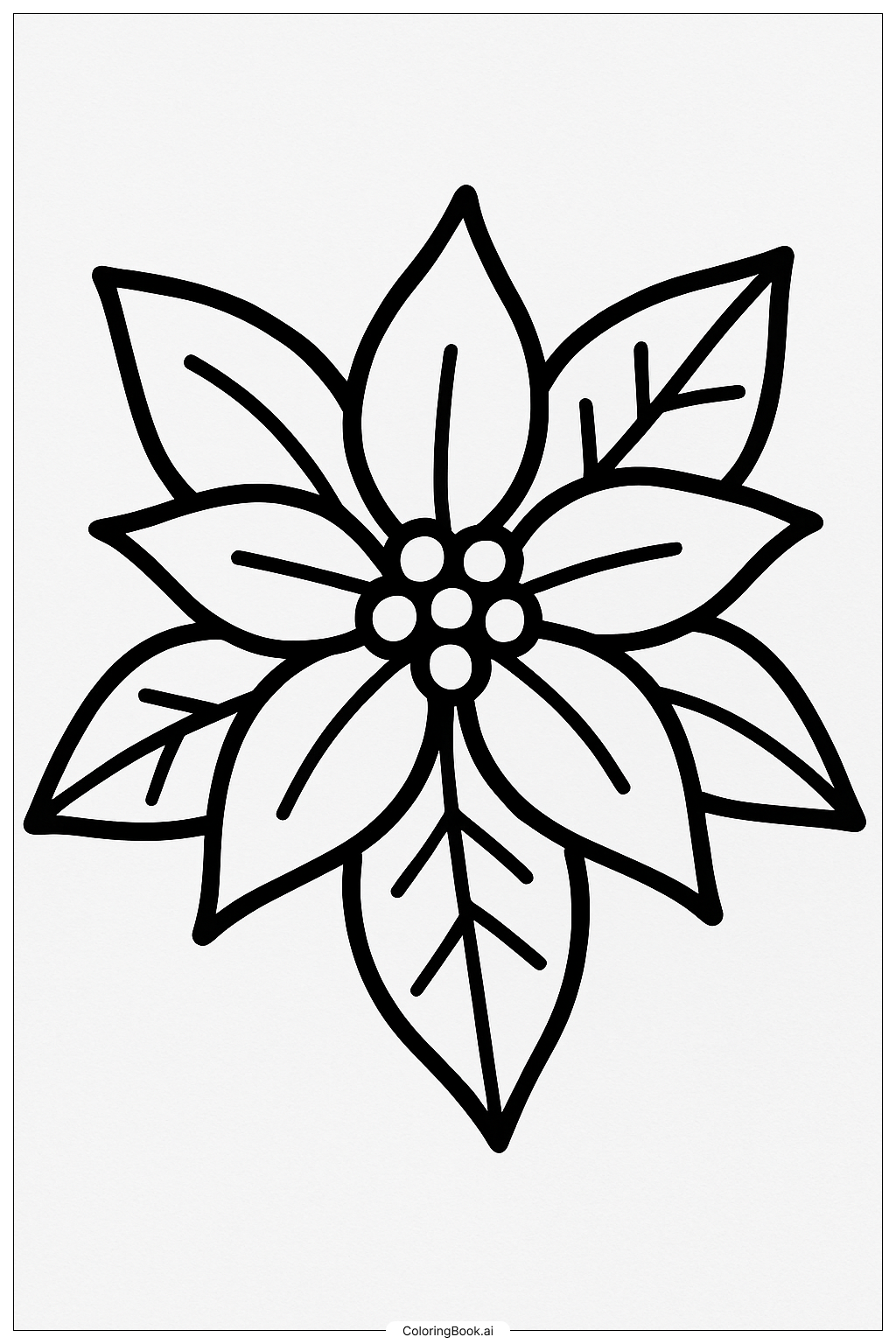 Poinsettia With Bold Outlines Coloring Page