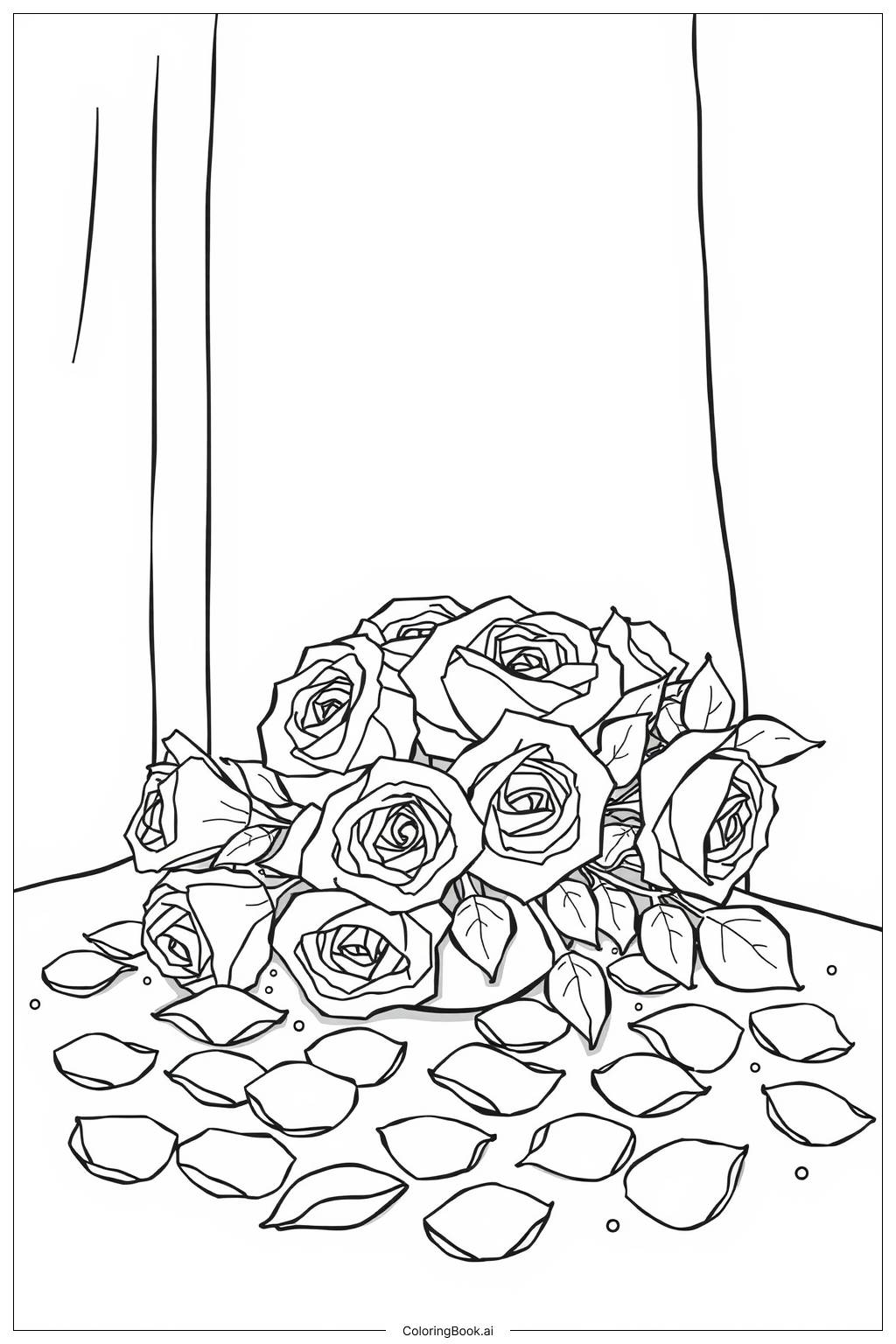  Página para colorear de Diseño de Pétalos de Rosa-2 