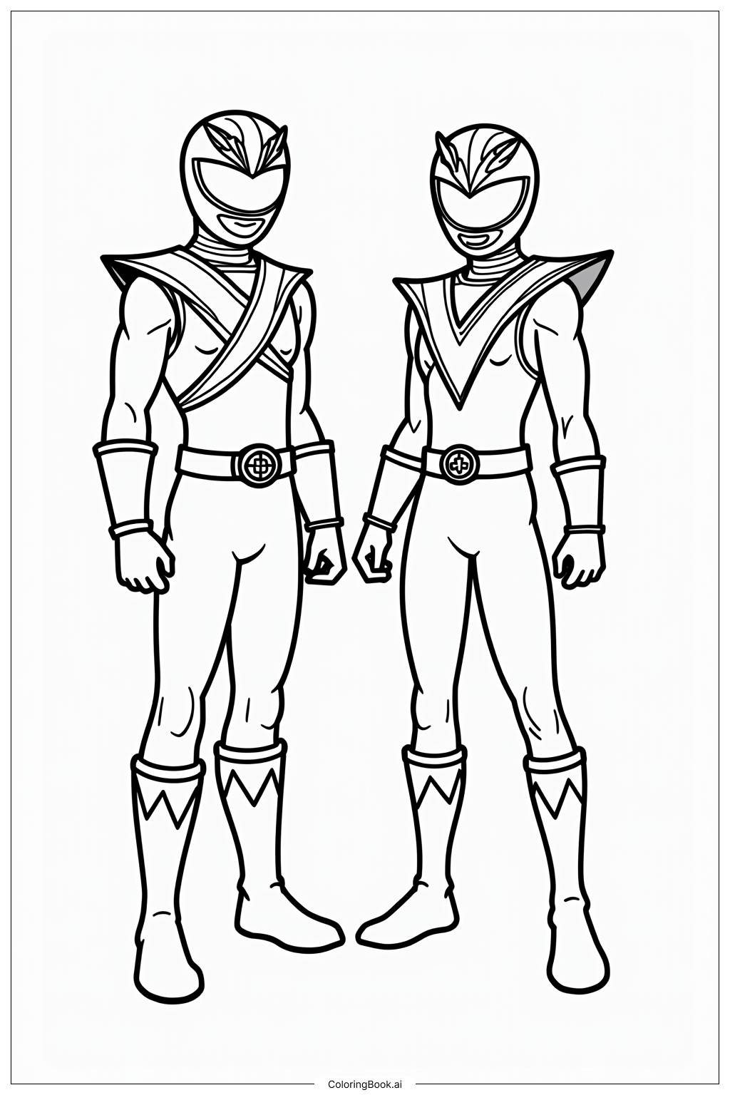  Página para colorir de Pose de Celebração da Vitória dos Power Rangers 