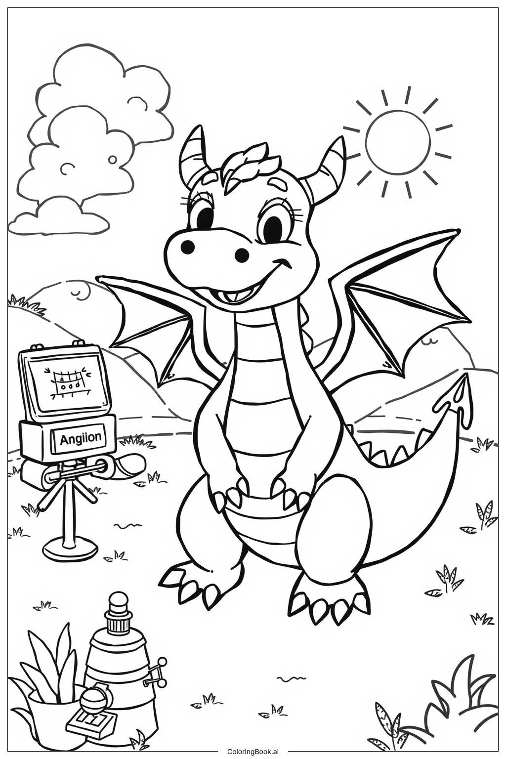  Page de coloriage Leçon d'entraînement des dragons 