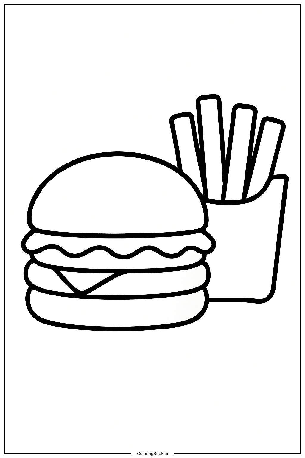  Hamburger And French Fries Coloring Page 