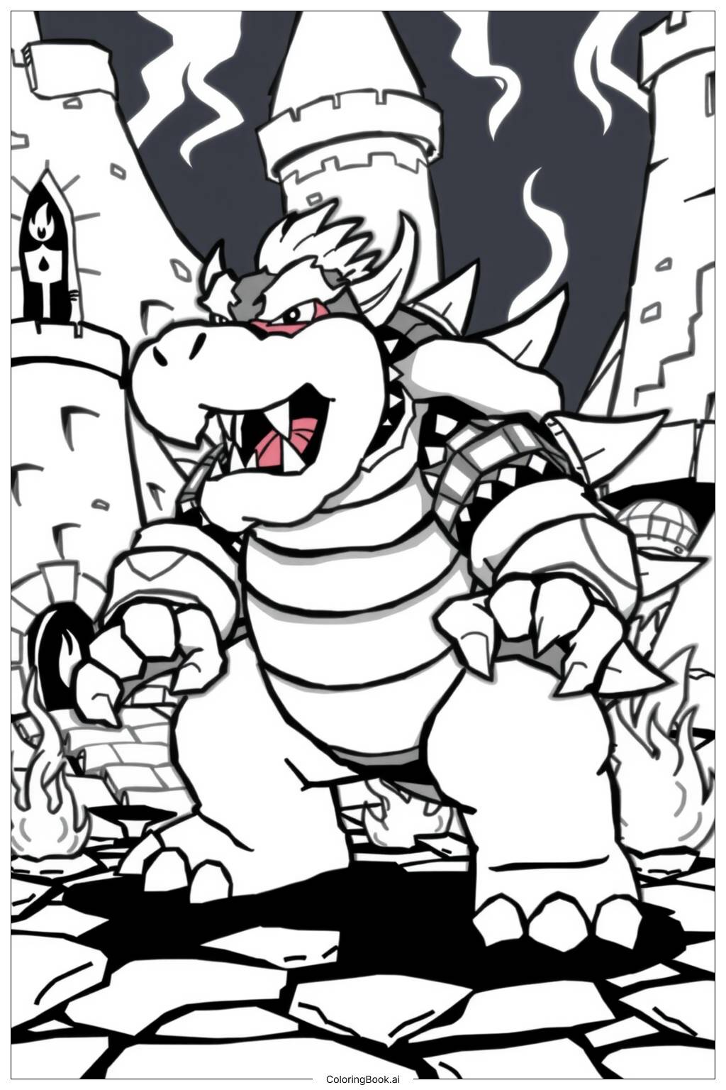  Página para colorir de Os Planos Vilões de Bowser se Desdobram 