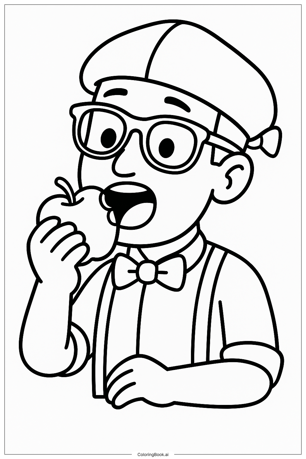  リンゴを食べるブリッピの塗り絵ページ 