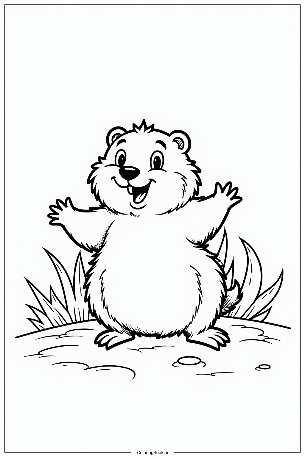  Ground Hog Dancing at Groundhogs Day Coloring Page 