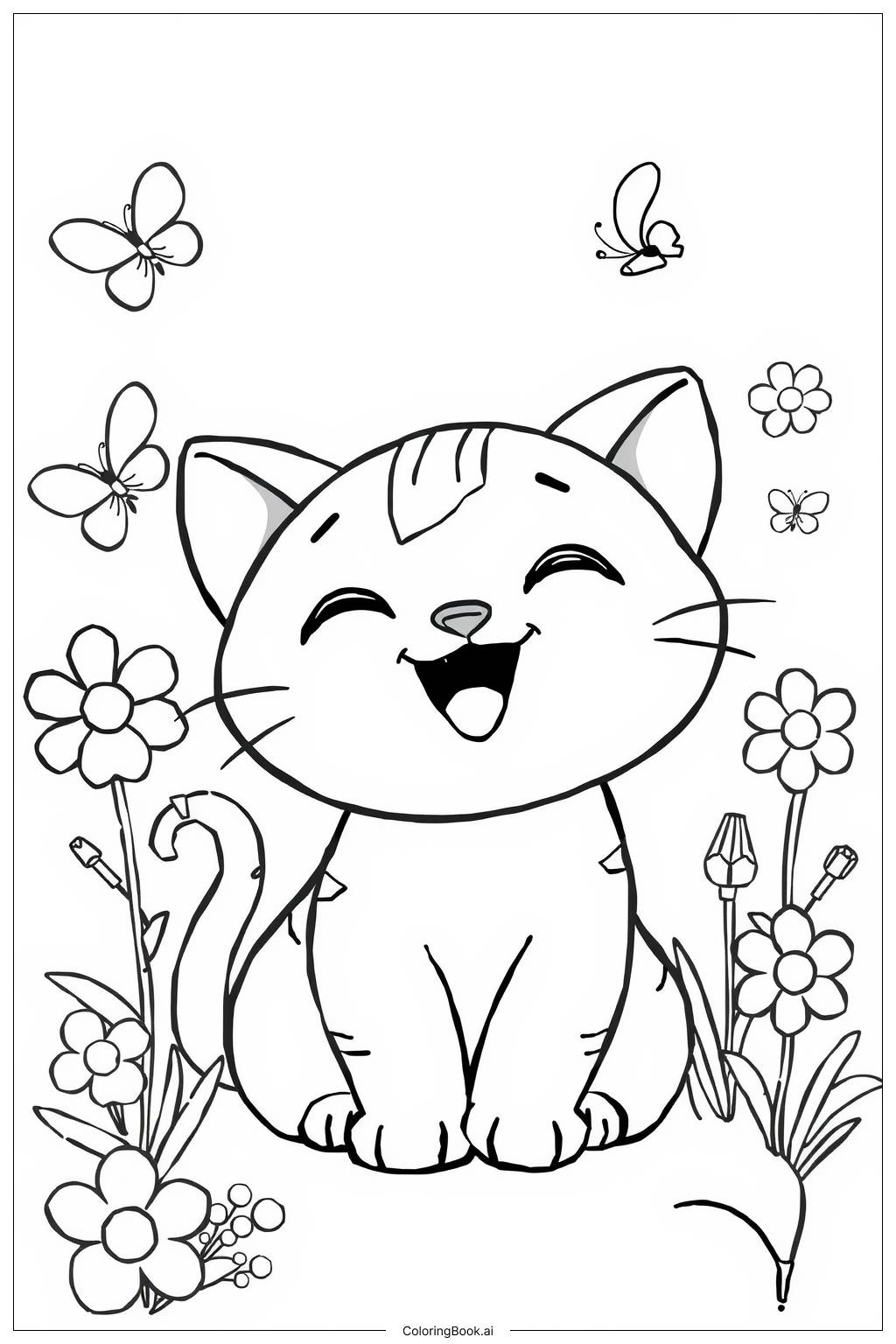  Easy Kitty Smile Coloring Page 