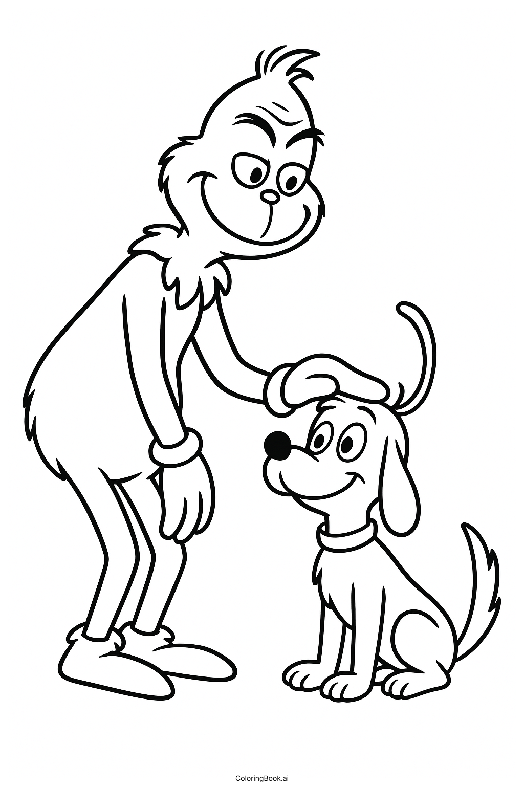  The Grinch Petting Max The Dog Coloring Page 