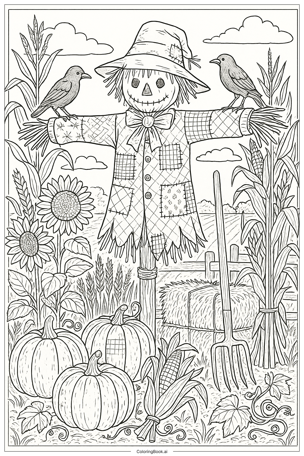 Detailed Scarecrow In A Harvest Scene