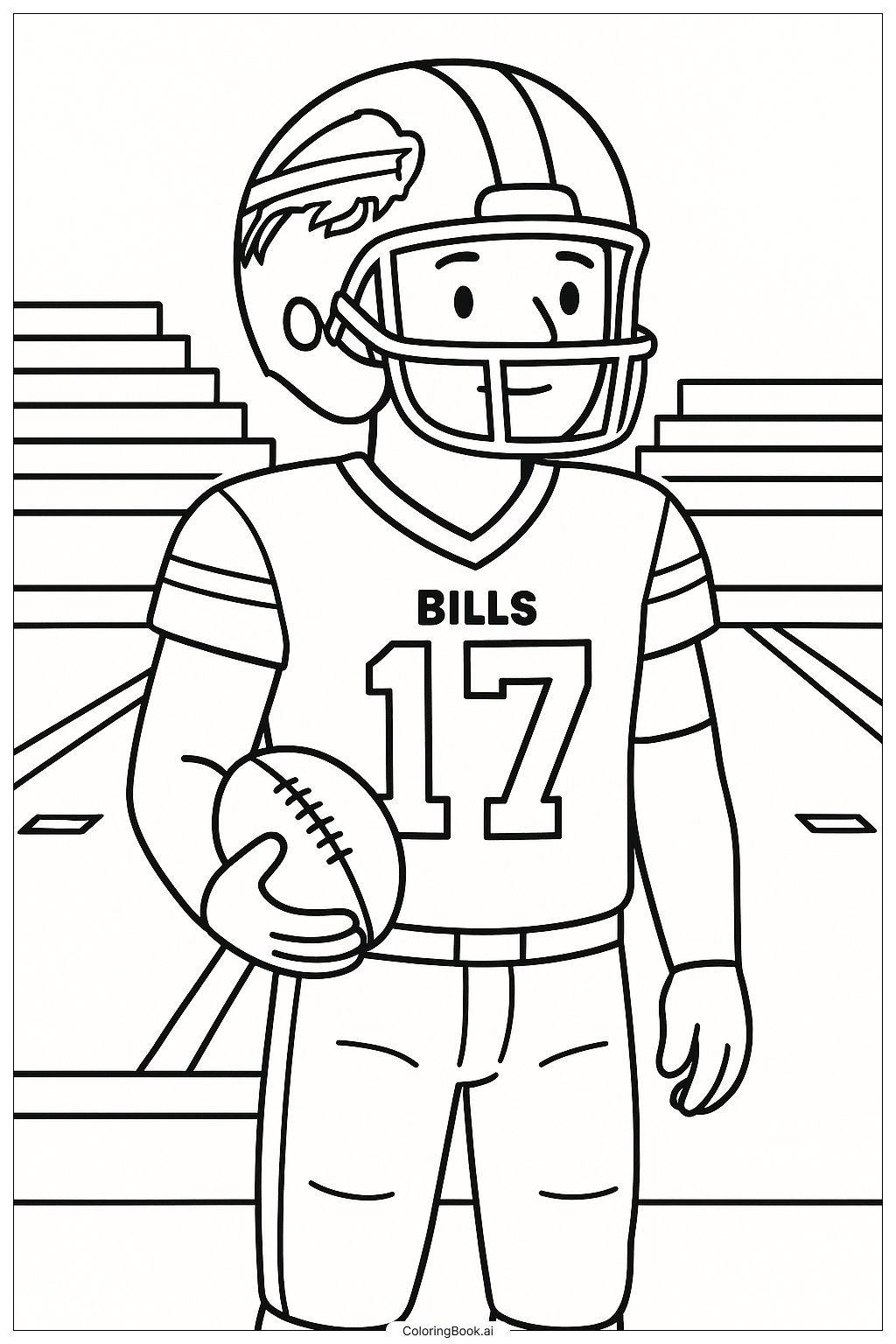  Trang tô màu Một Cầu Thủ Buffalo Bills Trên Đường Biên 