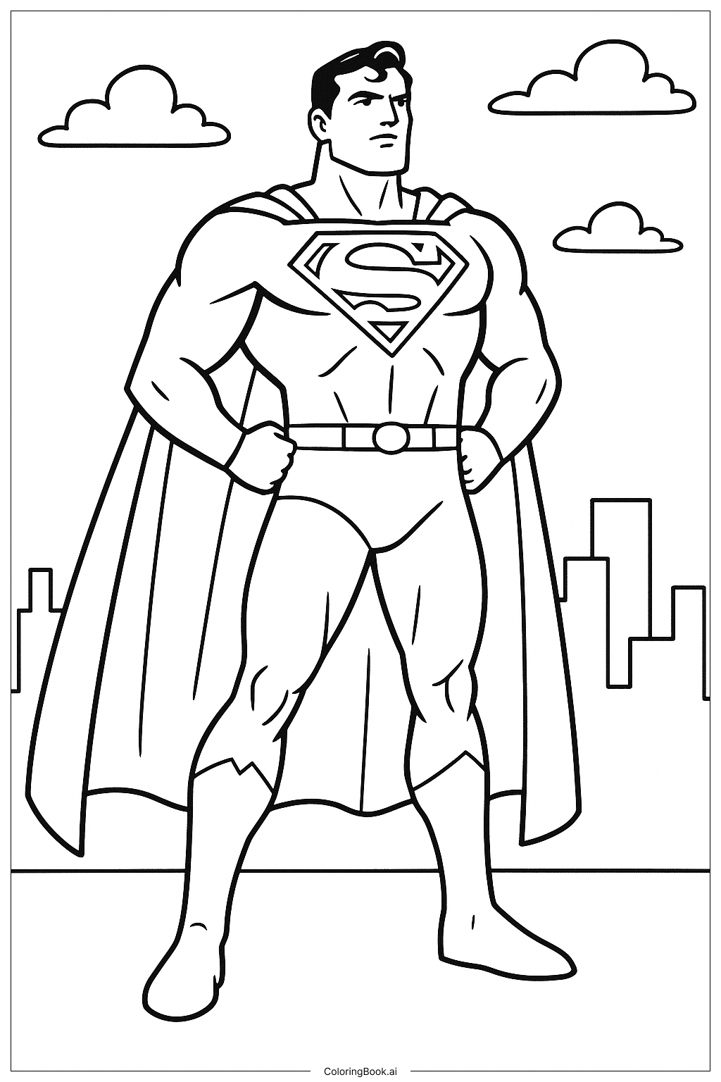 Página para colorear de Superman con su traje negro