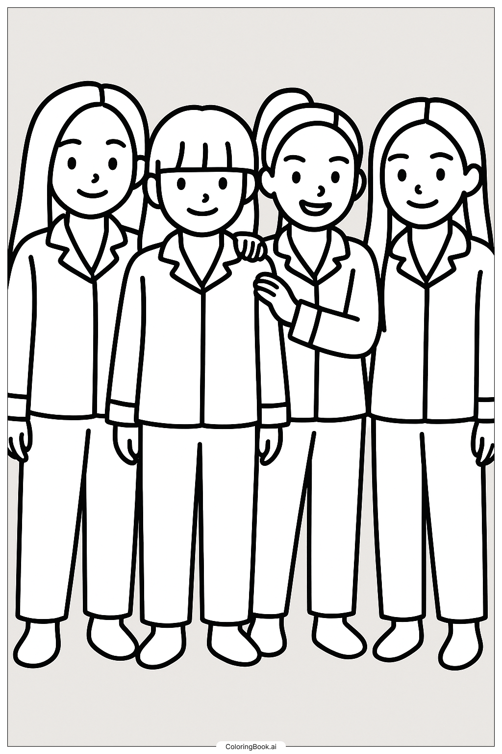  Blackpink Group In Pajamas Coloring Page 
