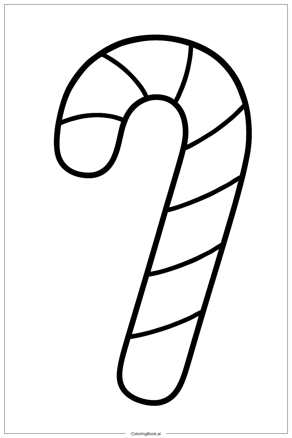  Large Candy Cane With Simple Stripes Coloring Page 