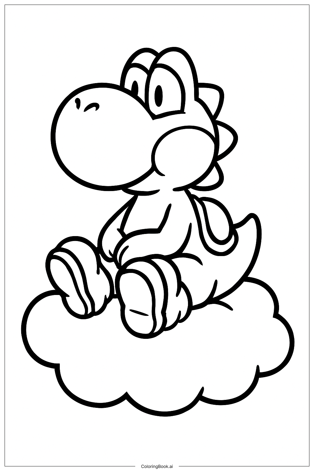  Yoshi Sitting on a Cloud Coloring Page 