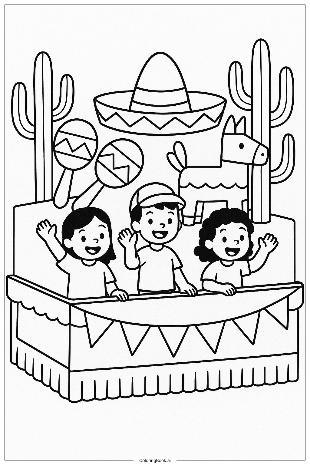  Ein Festwagen für den Monat des hispanischen Erbes Ausmalseite 