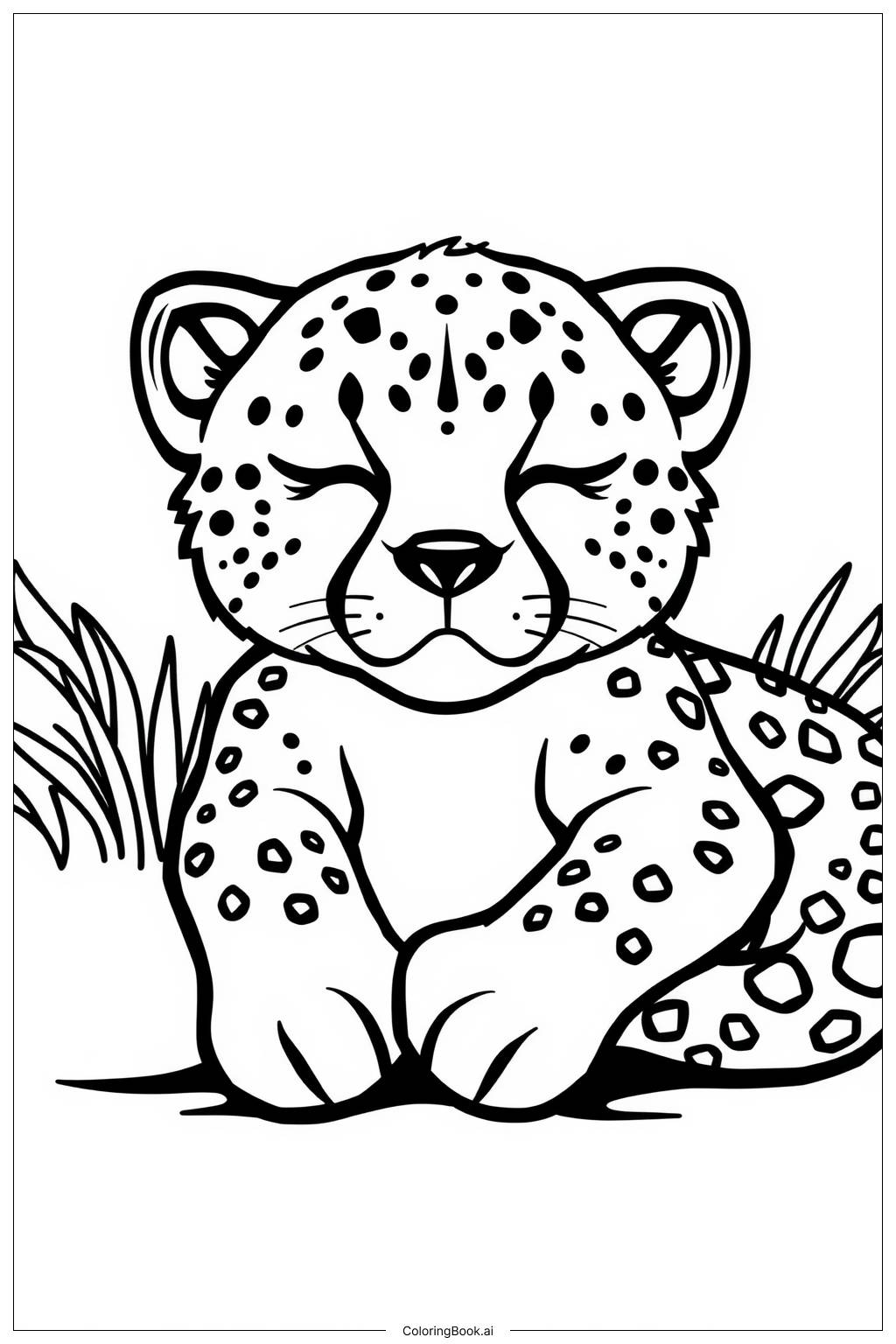  cheetah baby sleeping Coloring Page 