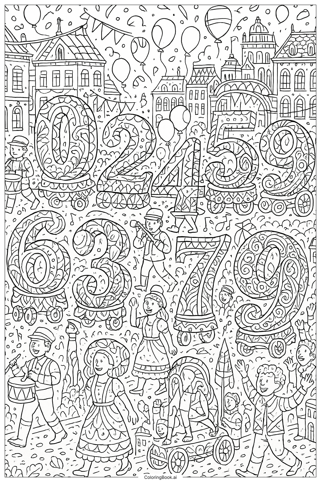  数字大游行填色页 