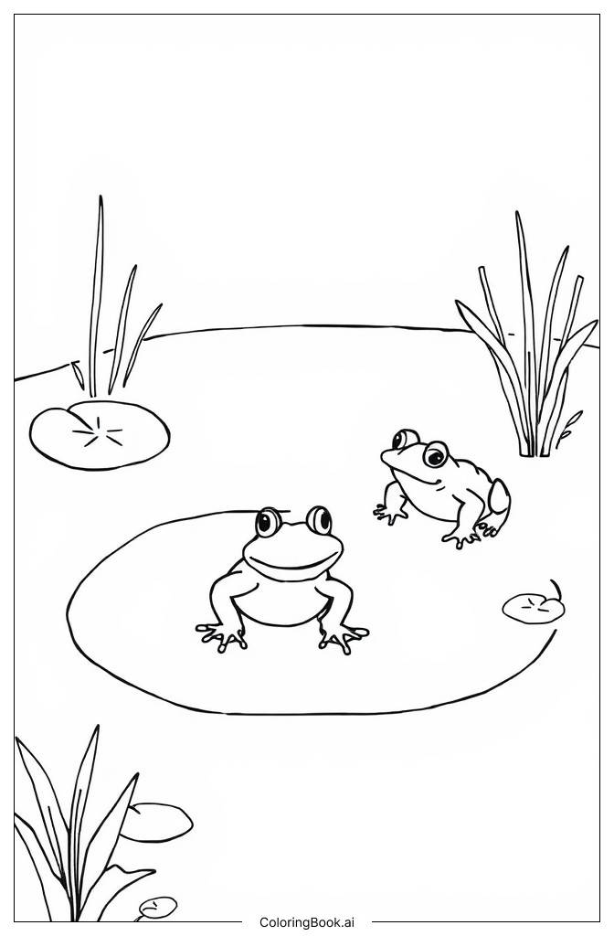  Pond Frog and Toad Coloring Page 