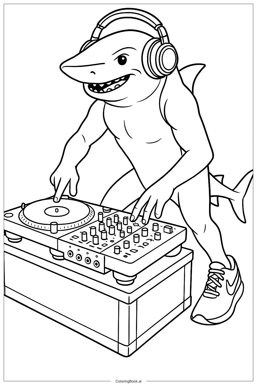 Tralalero Tralala DJing Coloring Page