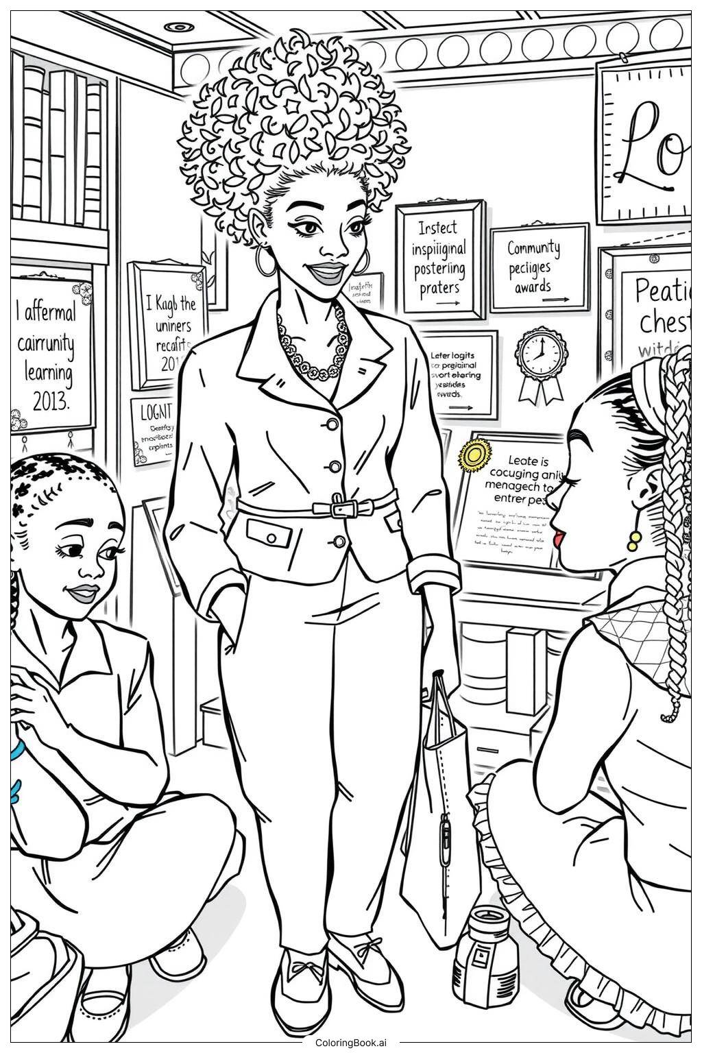  Black Girl Empowerment in the Community Coloring Page 