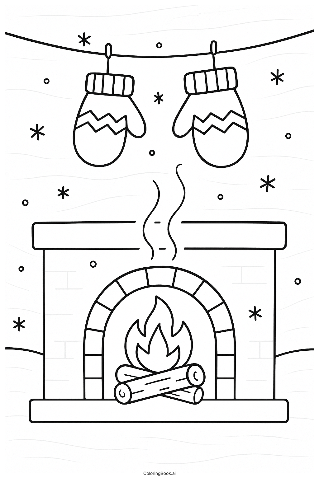 Mitten Drying By Fire Coloring Page