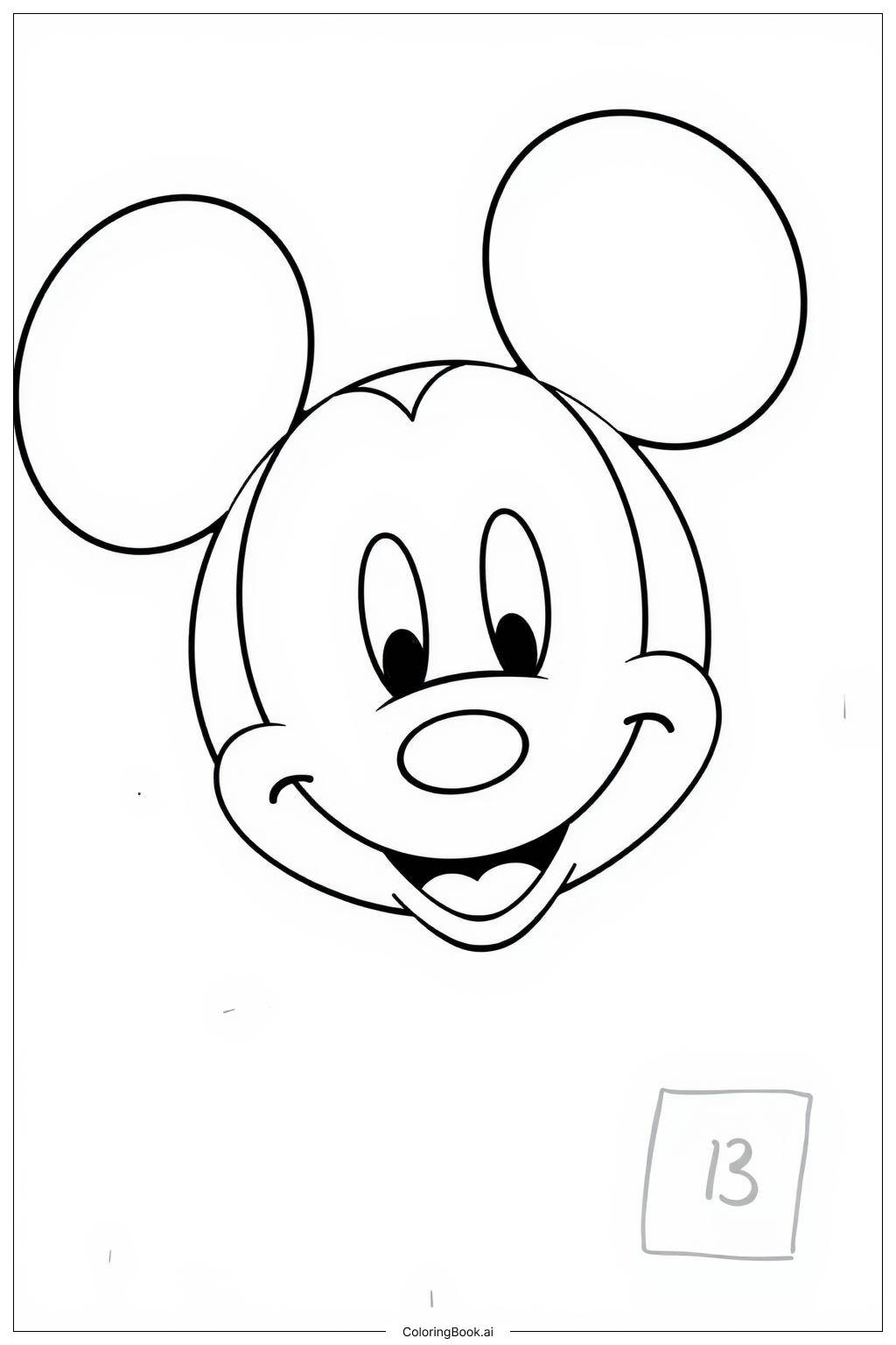  Página para colorear de Arte de Silueta de Cabeza de Mickey Mouse 