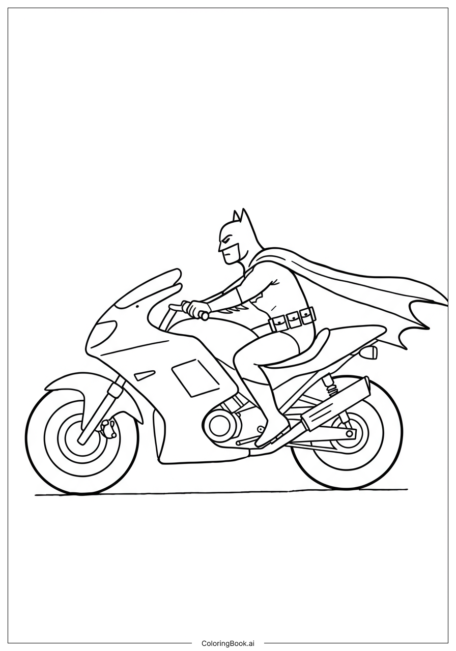 Batman Riding A Batcycle At Night Coloring Page 