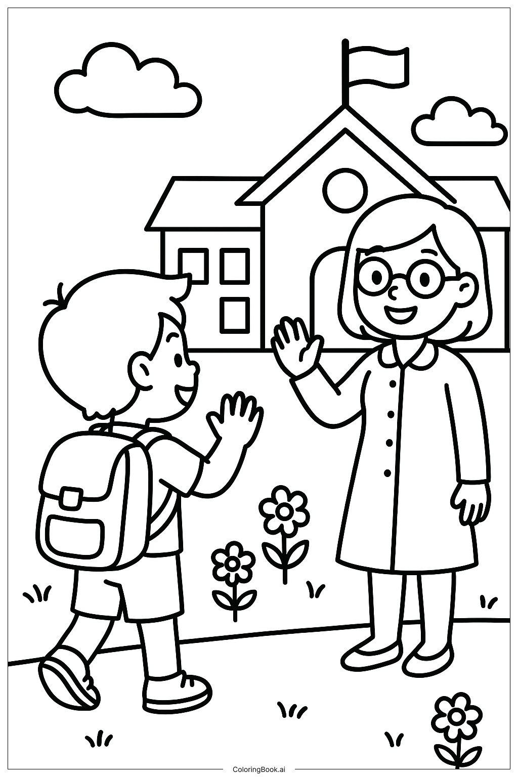 Arrivée pour le premier jour d'école
