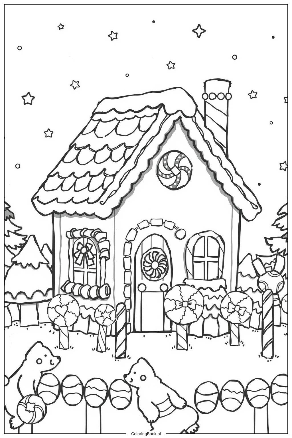  Basic Gingerbread House-2 Coloring Page 