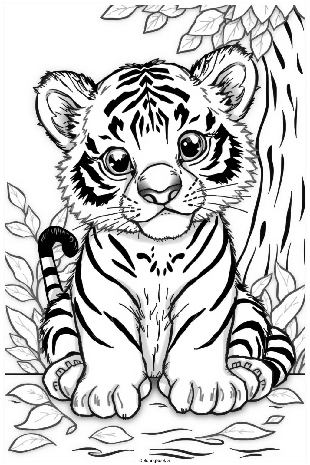  Cute Tiger Cub-2 Coloring Page 